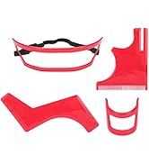 Dioche Beard Shaping Tool Kit - Red Plastic Beard Template Set for Shaving, Hairline, Goatee Styl...