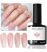 modelones Sheer Nude Gel Nail Polish, 15 ML Jelly Natural Pink Translucent Color Soft off UV Ligh...