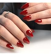 Kikmoya Red Almond Press on Nails Short Reusable False Nails Full Cover Fake Nails Kit Stick on N...