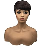 Wiginway Short Burgundy Straight Wig Pixie Cut Style Synthetic Wigs for Women Natural Looking (6BU)