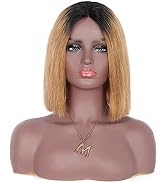 Brinbea 10” Short Blunt Cut Bob Wigs Human Hair for Black Women 4” Middle Lace Parting 100% Remy ...