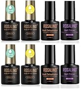 ROSALIND 8 PCS Dehydrator Nail Primer and Top & Base Coats Kit, Nail Strengthening System Superio...