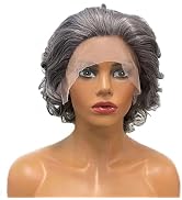 Wiginway Grey Adults Old Lady Wig, 13x3 Lace Front Curly Wigs, Granny Hair, Cosplay Party Wig 12 ...