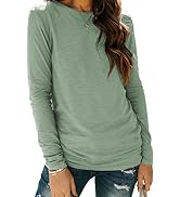 AUTOMET Womens Long Sleeve Round Neck Shirts Basic Tee
