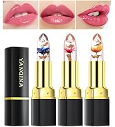Bekoeen 3Pcs Clear Color Jelly Lipstick,Crystal Jelly Flower Color Changing Lipstick Set, Moistur...