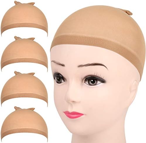 Fandamei 4 pieces Light Brown Stocking Wig Caps Stretchy Nylon Wig Caps for Women