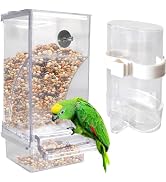 kathson No Mess Bird Feeder Water Dispenser Set,Automatic Parakeet Feeders Drinker Cage Acrylic P...