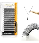 NAGARAKU W Eyelash Extension 3D Volume Premade Fan 0.07mm D curl 8-15mm mix Faux Mink Matte Black...