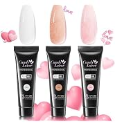 Candy Lover Poly Nail Gel, 3 Glitter Colors Poly Extension Nail Gel Set, Glitter Clear White Oran...