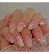 WAFOLOZE Nails Press ons,Ombre Nude Press on Nails Medium Fake Nails Acrylic Press on Nails,Artif...