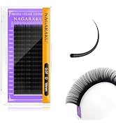 NAGARAKU Eyelash Extensions Individual Lashes 0.07mm D curl 16mm Classic Matte Black Soft Natural...
