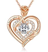 LAVUMO Moissanite Necklace Women Silver 925, 1 Carat Moissanite Diamond Double Heart Rose Pendant...