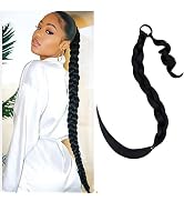 S-noilite 1PCS Long Braided Ponytail Extension with Hair Tie DIY Braid Black Hair Braids Wrap Aro...