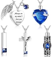 Minicremation 5Pcs Urn Necklace for Ashes of Loved Ones Heart Cross Cubic Cremation Ash Jewelry K...