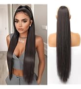 ORSUNCER Drawstring Ponytail Extension, Long Straight Pony Tails Hair Extensions Natural Soft Cli...