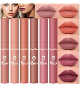 6 Colors Matte Lipstick Set,Natural Nude Lipstick Lip Makeup Kit, Velvet Nourishing Lip Gloss, No...