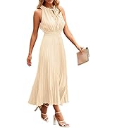 PRETTYGARDEN Women's Midi Summer Dresses Casual V Neck Swiss Dot Ruffle Sleeveless A Line Beach S...