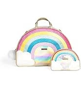 Glimmer Wish Unicorn Rainbow Overnight Bag and Cosmetic Bag, Large Travel Duffel Bag for Girls, R...