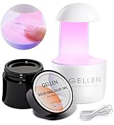 Gellen Solid Nail Glue Gel Kit, 15g Gel Nail Glue and 8w Mini UV Light LED Lamp for Nail Cured, S...