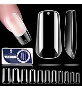 Clara Colors Nail Tips-Soft Gel Full Cover Nails, Clear Acrylic Nail Tips, Medium Square Nail Tip...