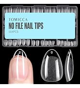 TOMICCA Short Almond Nail Tips, 504Pcs Soft Gel Nail Tips, 12 Sizes Pre-Shaped Half Matte Fake Cl...