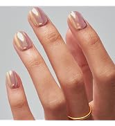 GLAMERMAID Pink Chrome Press on Nails Extra Short Square, Handmade Glazed Metal Powder Gel Fake N...