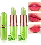 2 Pcs Aloe Vera Color Changing Lipstick Queen Lip Tints,PH Mood Long Lasting Labiales Lip Gloss K...