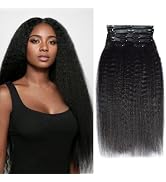Clip in Hair Extensions Real Human Hair Clip ins Hair Extensions Kinky Straight 100% Brazilian Vi...