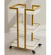 Paddie Esthetician Cart with Wheels, Salon Lash Spa Rolling Trolley Cart, White & Gold