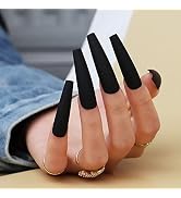 Long Press On Nails, BettyCora Glue On Nails Extra Long XXXL Coffin Press on Nails Fake Nails wit...