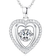 LAVUMO 1CT VVS1 Dancing Moissanite Necklace 925 Sterling Silver Brilliant Jewelry Gifts for Girlf...