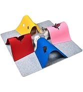 Peekaboo Cat Cave & Foldable Play Mat with Tunnel: 4-Color Durable Felt Blend with Indoor Cat Tun...