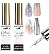 Teenitor Metallic Chrome Nail Polish for Nail Art Swirl 12ml, 2 Colors Liner Gel Polish, Mirror S...