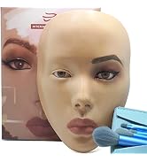 3D Makeup Practice Face Board,Silicone Makeup Mannequin Face, Reusable Beginners to practice eyes...