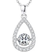 LAVUMO 1CT VVS1 Dancing Moissanite Necklace 925 Sterling Silver Brilliant Jewelry Gifts for Girlf...