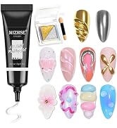 MIZHSE 3D Nail Gel and Chrome Nail Powder Kit, Clear Sculpting Gel for Nail Art Nail Charms 3D Ge...