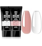 ROSALIND Clear Nude Pink Acrylic Poly Extension Gel, 2 PCS 60ml Clear Poly Nail Gel kit Nail Buil...