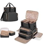 LUXJA Nail Polish Organizer Holds 70 Bottles and a Nail Lamp, Nail Polish Case with 2 Removable B...