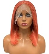 Wiginway Short Synthetic Lace Front Wig, 13x3 Lace Frontal Wigs for Women, Straight Bob Wig, Shou...