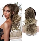 NAYOO Claw Clip Ponytail Extension Ombre Blonde 18