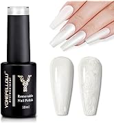 YOKE FELLOW Pearl Gel Nail Polish, 1 Pcs 10ML White Pearl Drawing Shimmer Mermaid Soak Off Gel Po...