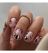 MUZOXEN Square Press on Nails Short Cow Print Fake Nails Artificial False Nails Designs Acrylic S...