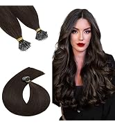 TESSHAIR 16 Inch Nano Bead Hair Extensions Human Hair, Nano Ring Hair Extension 100% Real Human H...
