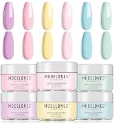 modelones Acrylic Powder, 6 Colors Pastel Pink Yellow Blue Purple Acrylic Nail Powder, Soft Macar...