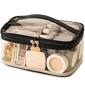 Large Clear Makeup Bag Big Travel Cosmetic Bag On-the-go Toiletry Bag with Handle Transparent Toi...