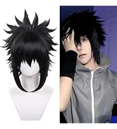Aadesso black anime cosplay wig fluffy easy to style suitable for visual rock ninjas shinobu with...