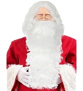 Halfjuly Santa Beard and Wig Set Professional Deluxe Santa Claus Hair with Short and Long White F...