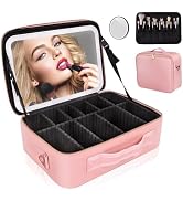 Yofuly Large Makeup Bag With Light Up Mirror, [Extra Large Size] Lighted Makeup Case, Travel Make...