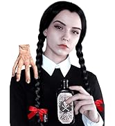 ALLAURA Braided Black Wig Costume Wed. Addams Black Braided Pigtail Wig Braids + Red Ribbons Cost...
