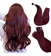 DIYOMO I Tip Hair Extensions Human Hair Remy Burgundy Red Itip Human Hair Extensions 24inch Pre B...